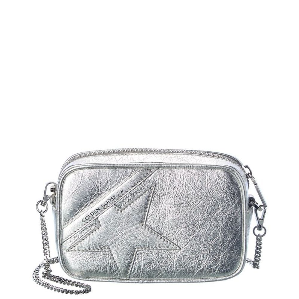 Golden Goose Star Mini Leather Crossbody, Silver